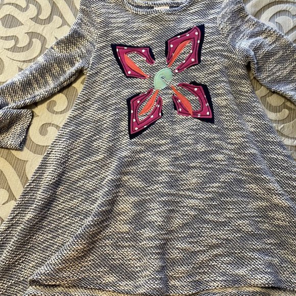 NWT Mallory May Girl's Long Sleeve Pant Set Navy Pink Flower Aztec Print Size 8 - Picture 3 of 10